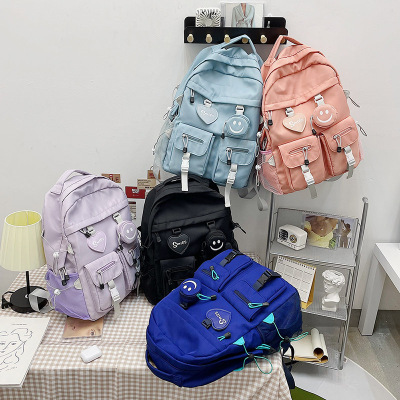 Schoolbag Fashion Trend Oxford Cloth Waterproof Material Student Schoolbag Large Capacity Bunny Plaid Contrast Color Backpack