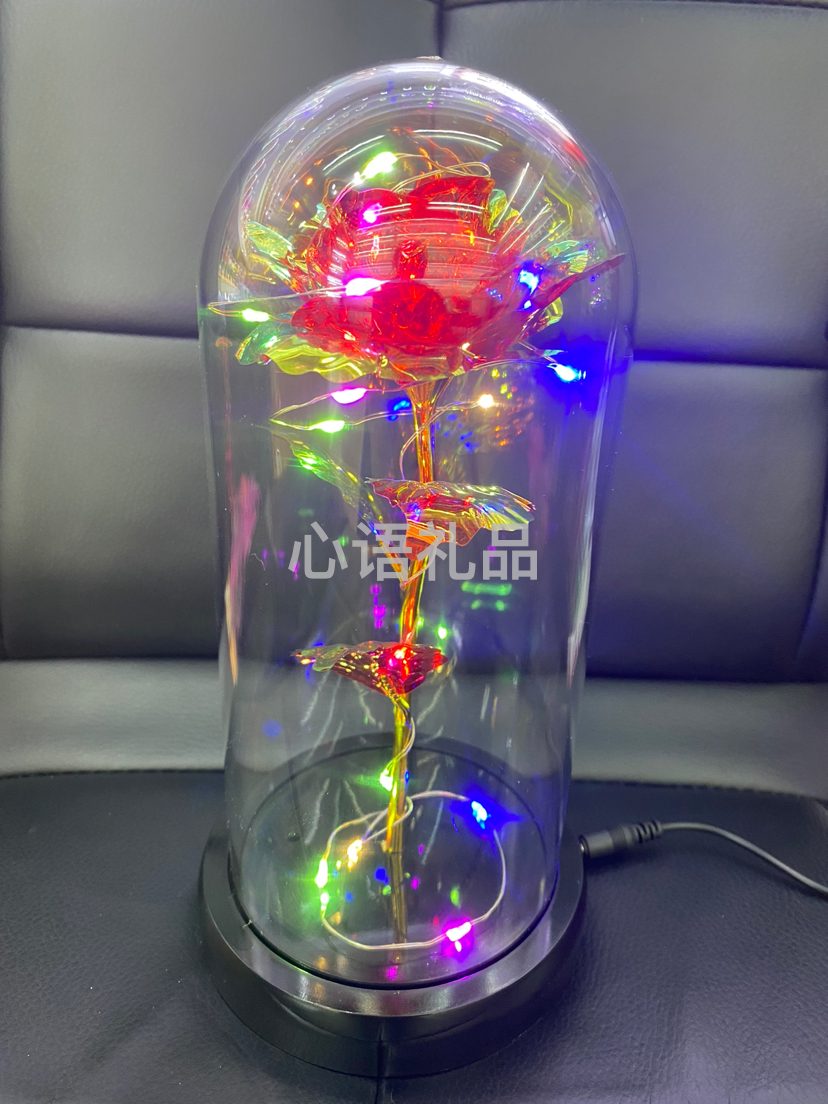 节日礼物，家居装饰摆件，彩金玫瑰花礼物