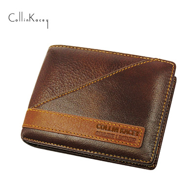 New Amazon Vintage Men's Wallet Cattle Leather Bag Fashion Short Purse Multi Card Slots Wallet Factory Wholesale