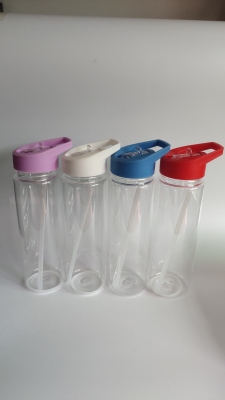 Customized Transparent Cup Body +4-Color Cup Lid Straight Cup [Rose]