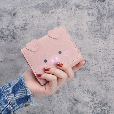 Wholesale Foreign Trade Short Tri Fold Wallet Women's Cartoon Cute Student Small Wallet Korean Multiple Card Slots Women's Wallet