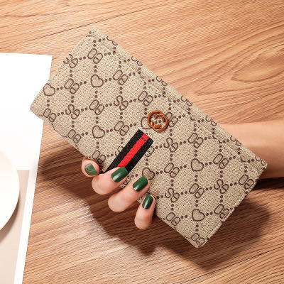 Factory Direct Sales European and American Printed Long Folding Women's Wallet 2021 New Fashion Clutch All-Matching Purse