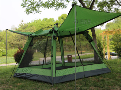 Outdoor Camping plus-Sized Double-Layer Rainproof Four-Side Breathable 2-4 People Couple Sun Protection Automatic Tent with Lobby Pole
