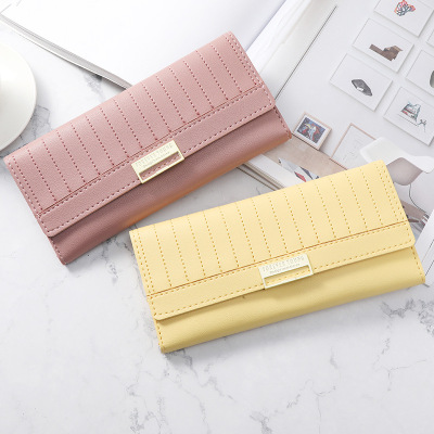 New Simple Long Ladies Wallet Korean Buckle Multiple Card Slots Large Capacity Zipper Student Coin Purse Clutch