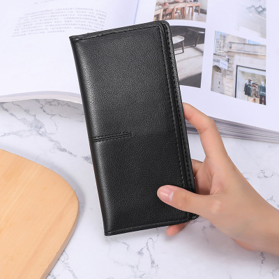 Women's Korean-Style Wallet Long Solid Color Minimalist Thin Wallet Multiple Card Slots Anti-Degaussing Retro Coin Clutch Women's