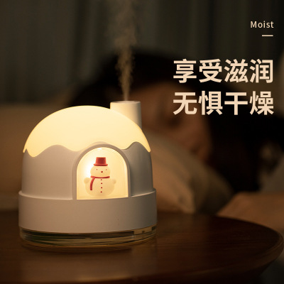 New Cute Mute Snow House Night Light Humidifier Small Desktop Air Mini Humidifier USB Home