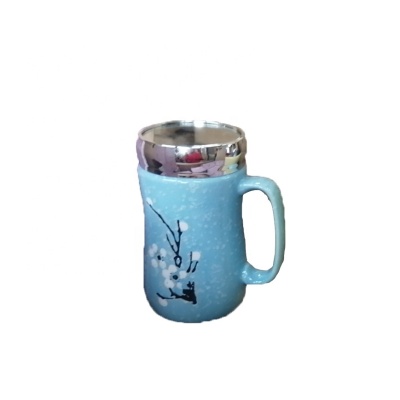 Blue Customized Ceramic Coffee Mugs Gift Accessories Creativ
