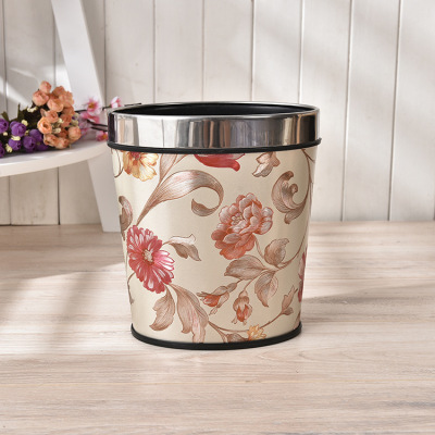 European-Style High-End Trash Can Plastic Leather Toilet Pail Oval Trash Can Family Hotel KTV