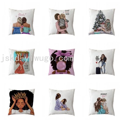 Southeast Asia's popular Valentine's Day pillow cover figure series printed sofa pillow cover square