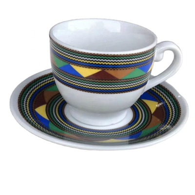 Ceramic Coffee Tea Cups Saucers Sets White Restaurant OEM Cu