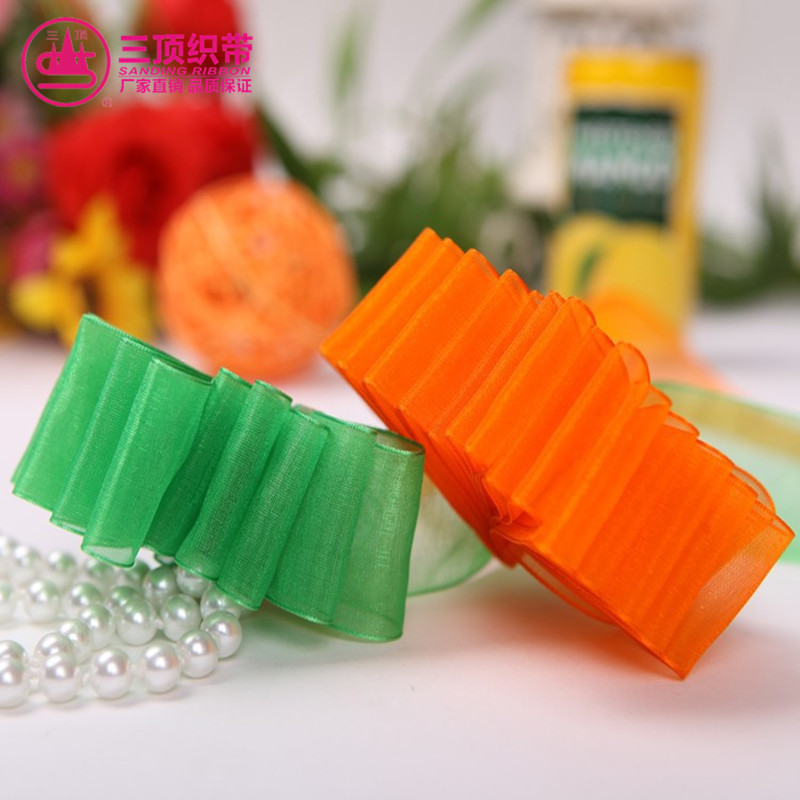 三顶织带透明DE雪纱带雪纺丝带DIY发饰 婚庆布置彩带批发