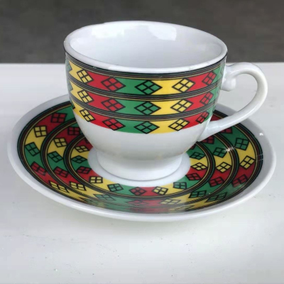 Ceramic Coffee Tea Cups Saucers Sets White Restaurant OEM Cu