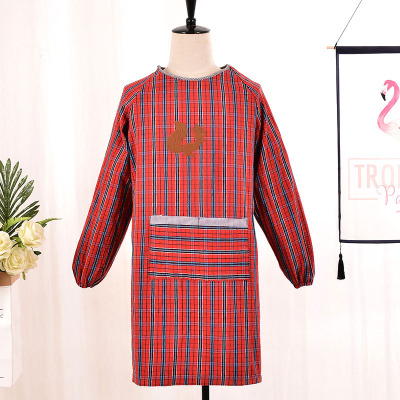 Cotton Plaid Adult Color Cotton Work Clothes Small Apron Kitchen Apron Long Sleeve Reverse Coverall Advertising Customization 183