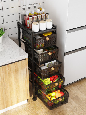 Kitchen Basket Floor Multi-Layer Storage Rack Drawable Breathable Gap Locker Vegetable and Fruit Rack