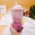 Personalized Milk Tea Cup with Straw Slide Cover Double Plastic Straw Cup Cup with Straw 450ml Sequin Cup