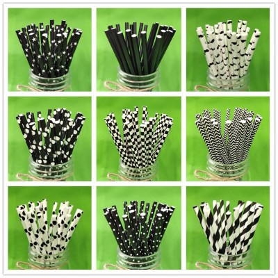 Free Shipping Fancy Paper Straw Disposable Straws Paper Black Drinks Party Dessert Bar Beard Straw