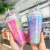 Korean Cartoon Cute Colorful Unicorn Ice Cup Men and Women Creativity Student Plastic Drinking Straw Female Gift Cup