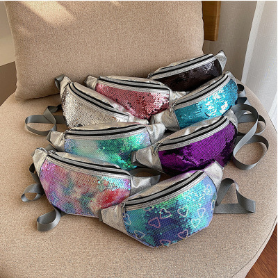 Sequined Waist Bag for Women New Phone Crossbody Bag Spring/Summer Women's Fashion Pu Laser Waist Bag Korean Chest Bag Trendy