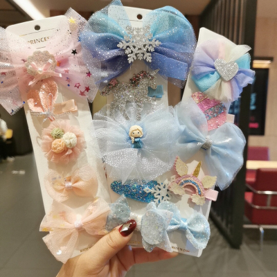 Children 'S Frozen Barrettes Girls Hair Accessories Princess Elsa Headdress Bow Hair Clip Crown Girl Clip