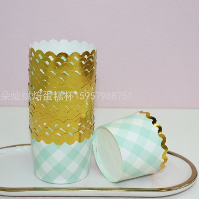 Green Plaid Model Machine Production Cup Cake Cup 6 * 5.5cm 50 Pcs/Piece