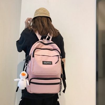 Cute Large Capacity Backpack Schoolbag Female Korean Harajuku Ulzzang High School and College Student Junior High School Student Contrast Color Ins