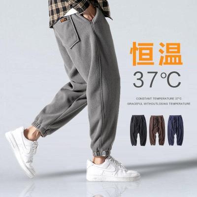 Autumn and Winter Pants Men's Korean-Style Trendy Track Pants Fleece Ankle-Tied Sweatpants Polar Fleece Harem Pants Casual Trousers Loose