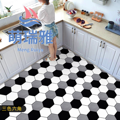 Floor Stickers Self-Adhesive Kitchen Waterproof Non-Slip Toilet Floor Vision Toilet Balcony Bathroom Tile Stickers Thickening and Wear-Resistant
