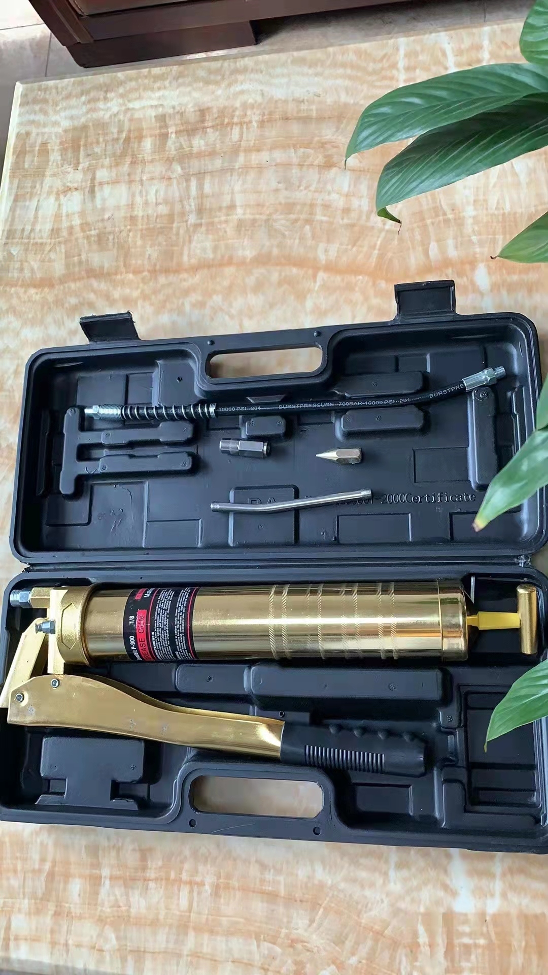 高档塑料盒系列黄油枪  手动双压杆带软管黄油枪 五金工具