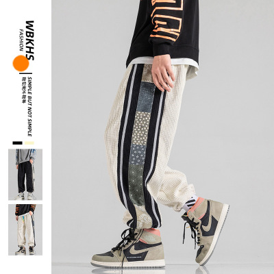 2021 Autumn and Winter Corduroy Ankle-Length Pants for Students Paisley Men's Harem Pants Trendy Loose Casual Pants
