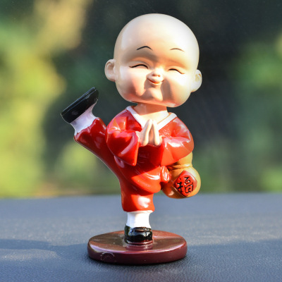Car Decoration Cute Shaking Head Cartoon Doll Fu Lu Ping An Car Doll Gourd Little Monk