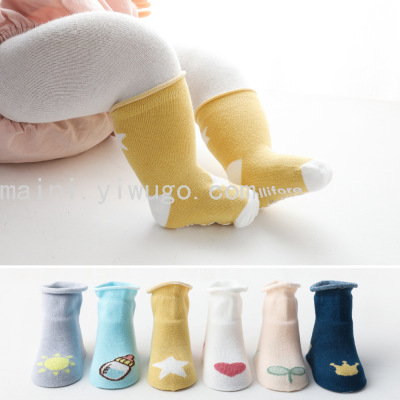 Cartoon Baby's Socks Glue Dispensing Non-Slip Baby Floor Socks Curling Loose Socks Mouth Baby Socks 0-1-3