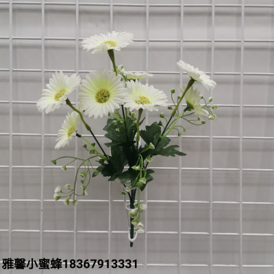5 Forks and 8 Auspicious Copper Board Chrysanthemum Bonsai Accessories Flower Arrangement with Balcony Set