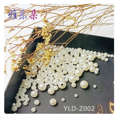 Yaleduo ABS Imitation Pearl Loose Beaded DIY Ornament Accessories Beige Plastic Straight Hole Half Hole Pearl Wholesale