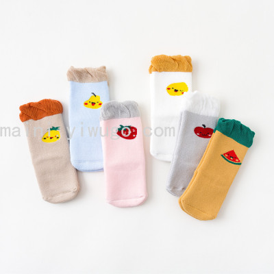 Terry Thickened Baby Socks Newborn Fruit Loose Socks Mouth Male and Female Middle Tube Baby's Socks 0-1