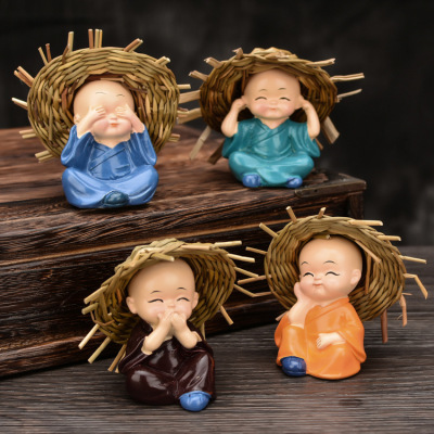 Car Decoration 4 Sets Price Four No Straw Hat Monk Car Kung Fu Little Monk Resin