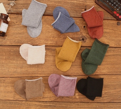 Socks Women's Mid Tube Stockings Japanese Ins Fashionable Solid Color All-Matching Loose Socks Cotton Autumn and Winter High Tube Korean Style Japanese Style Student