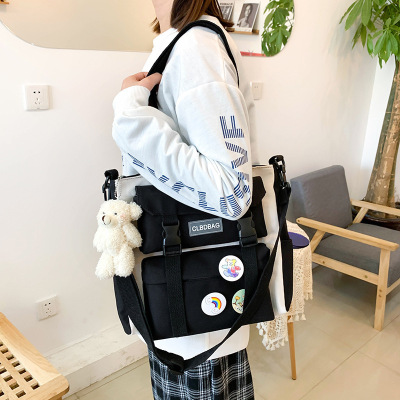 Women's Bag 2021 New Spring Sweet Girls' One-Shoulder Bag Canvas Pastoral Stitching Women's Bag Cross-Border One Piece Dropshipping