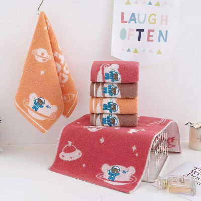 Pure Cotton Adult Washing Face Absorbent Lint-Free Student Household Facecloth Wholesale Embroidery Teddy Bear Home Planet