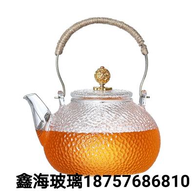 Hammer Pattern Kettle Borosilicate Glass Teapot Heat-Resistant Open Fire Electric Ceramic Stove Kettle with Tea Filter High Boron Glass Kettle
