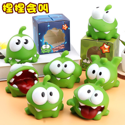 New Frog Leon Cut Rope Frog Squeeze and Sound Cartoon Doll Furniture Furnishing Articles Plastic Cartoon Decorative Toy Batch