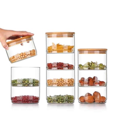Borosilicate Glass Multi-Layer Stacked Kitchen Coarse Cereals Combination Storage Tank Vegetable Salad Bowl