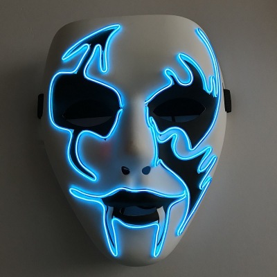 Amazon Halloween LED Luminous Mask White Ghost Fish Mouth Luminous Mask El Cold Light Mask Cross-Border