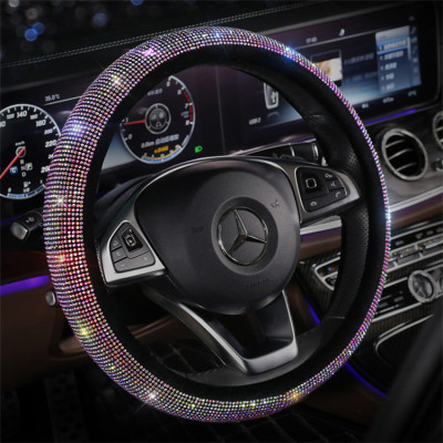 Rhinestone Car Steering Wheel Cover Winter Diamond-Embedded Women's Handle Cover Internet Celebrity Goddess Style Four Seasons Universal Cute Cartoon Female