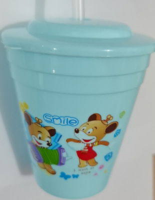 300ml Flat Head with Straw Cup Straight Drink Cup Drop-Proof and Leak-Proof Water Cup