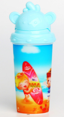 21 New Child Drinking Cup Cup with Straw Kindergarten Drop-Resistant Water Bottle Boys and Girls Baby Kettle