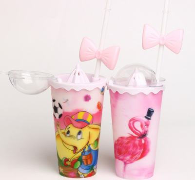 3D Internet Celebrity Absorbent Cup Girl Cup with Straw