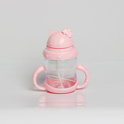 Baby Learns to Drink Cup with Straw Leak-Proof Shatter Proof Baby Drinking Water Drop-Resistant Feeding Bottle Kindergarten Water Cup with Handle