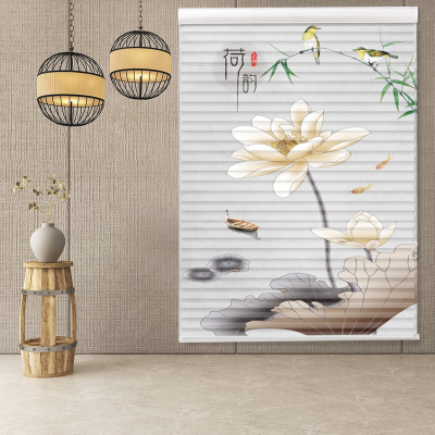 Chinese Printing Triple Shade Shading Living Room Bedroom Office Louver Curtain Lifting Customized Engineering Roller Shutter