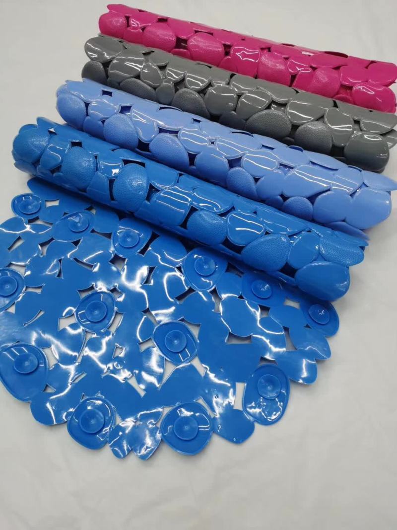 热销款防滑浴室垫F-03实色椭圆石头洗澡垫按摩垫镂空吸盘卫浴脚垫