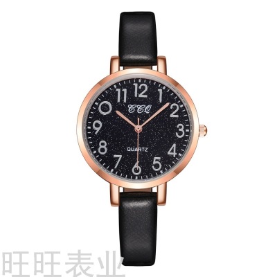 Hot Selling Small Belt Digital Surface Women's Watch Glitter Dial Casual Women's Watch Spot One Piece Dropshipping